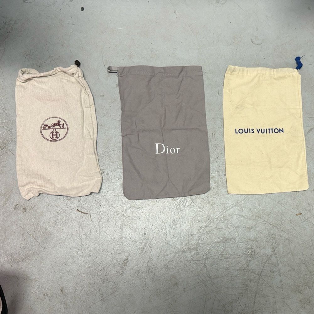 Dior Hermes & Louis Vuitton Dust Bag Set 3 SMALL Dust Bags - Drawstring Closures